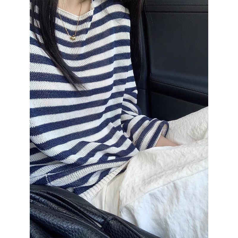 Pull décontracté à rayures pour femmes Chic & Stil