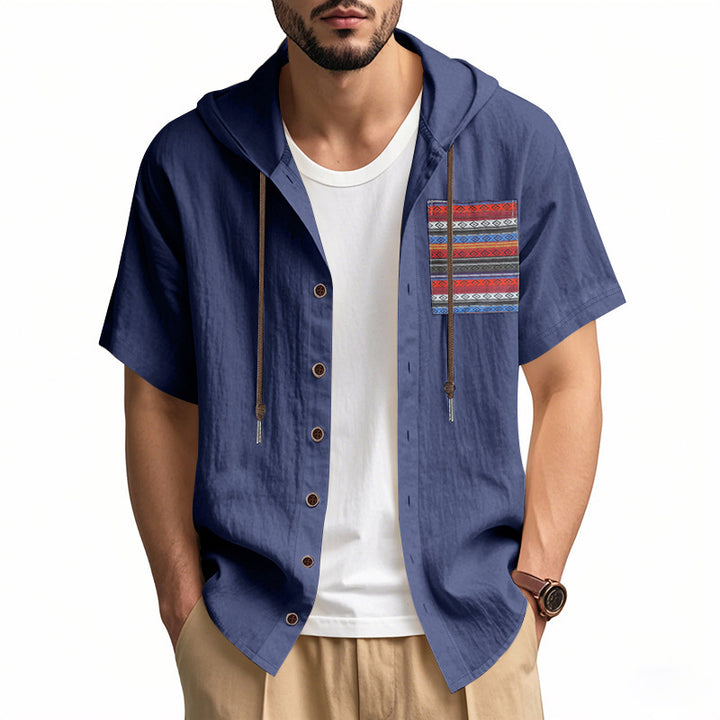 Casual short sleeve shirt for men with hood and colorful pattern Lune London
