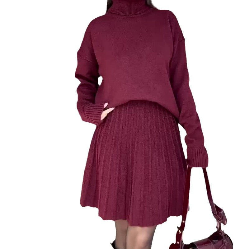 Knit dress for women with turtleneck and ribbed details Lune London