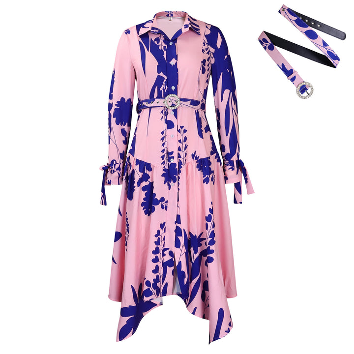 Shirt dress for women with a colorful floral design and a fitted belt Lune London