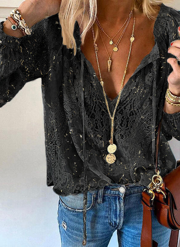 Ladies Elegant and Feminine Blouse with V-Neck and Lace Accents Lune London