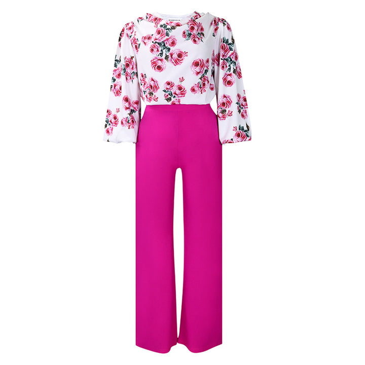Women's jumpsuit with floral top and wide pants Lune London