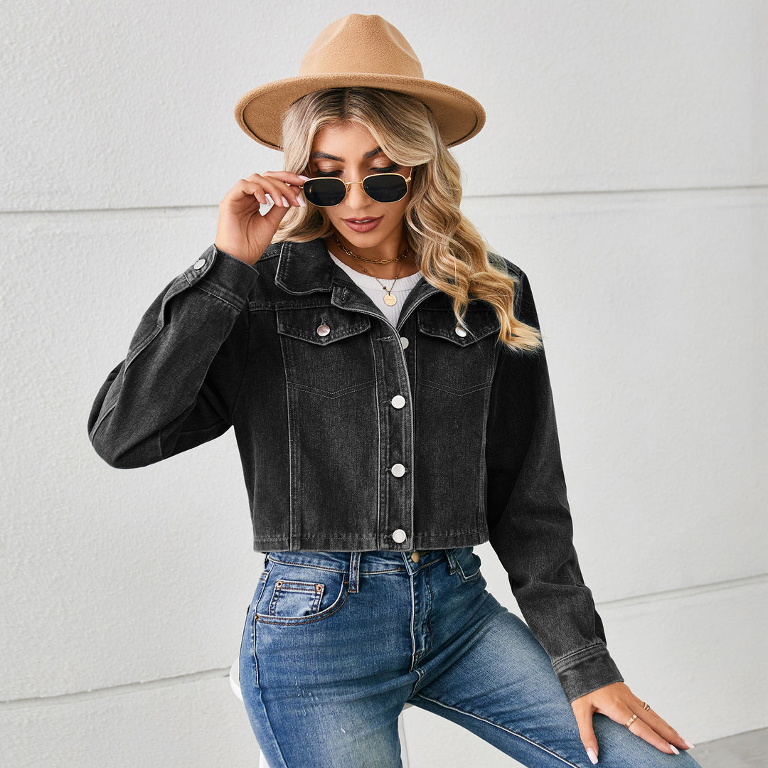Cropped denim jacket for women with classic collar Lune London