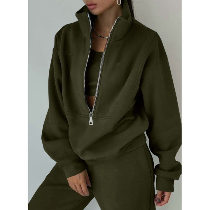 Casual zippered pullover for women with high collar Lune London