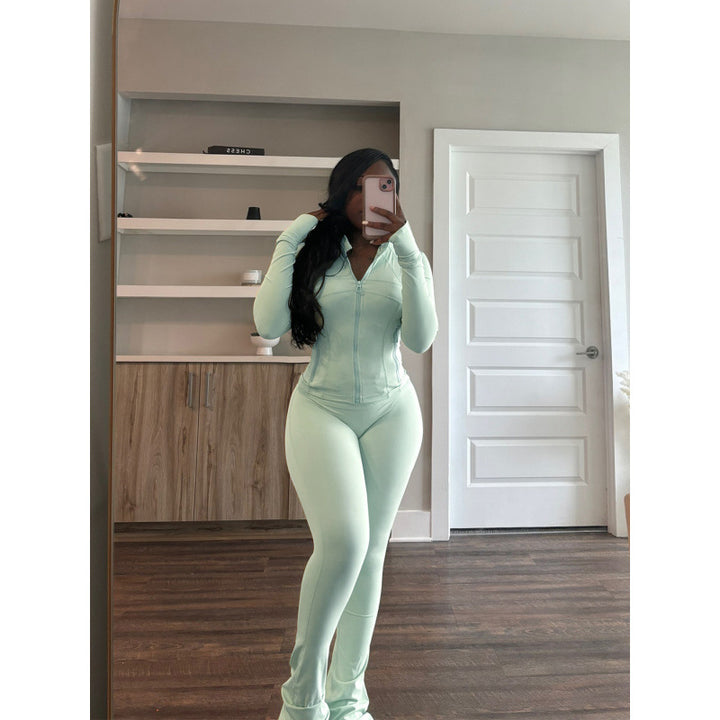 Fitted women's jumpsuit with high collar and full zip Lune London