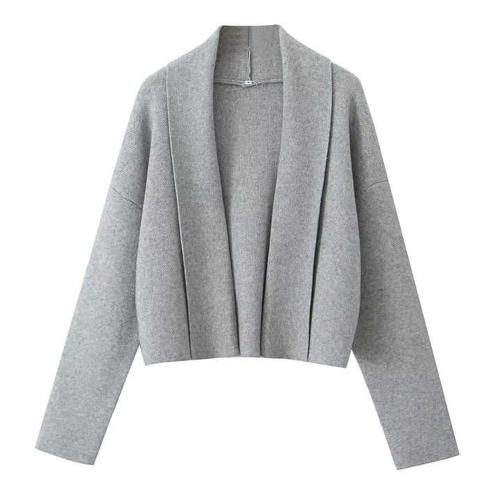 Casual knit jacket for women with an open design and a V neck Lune London