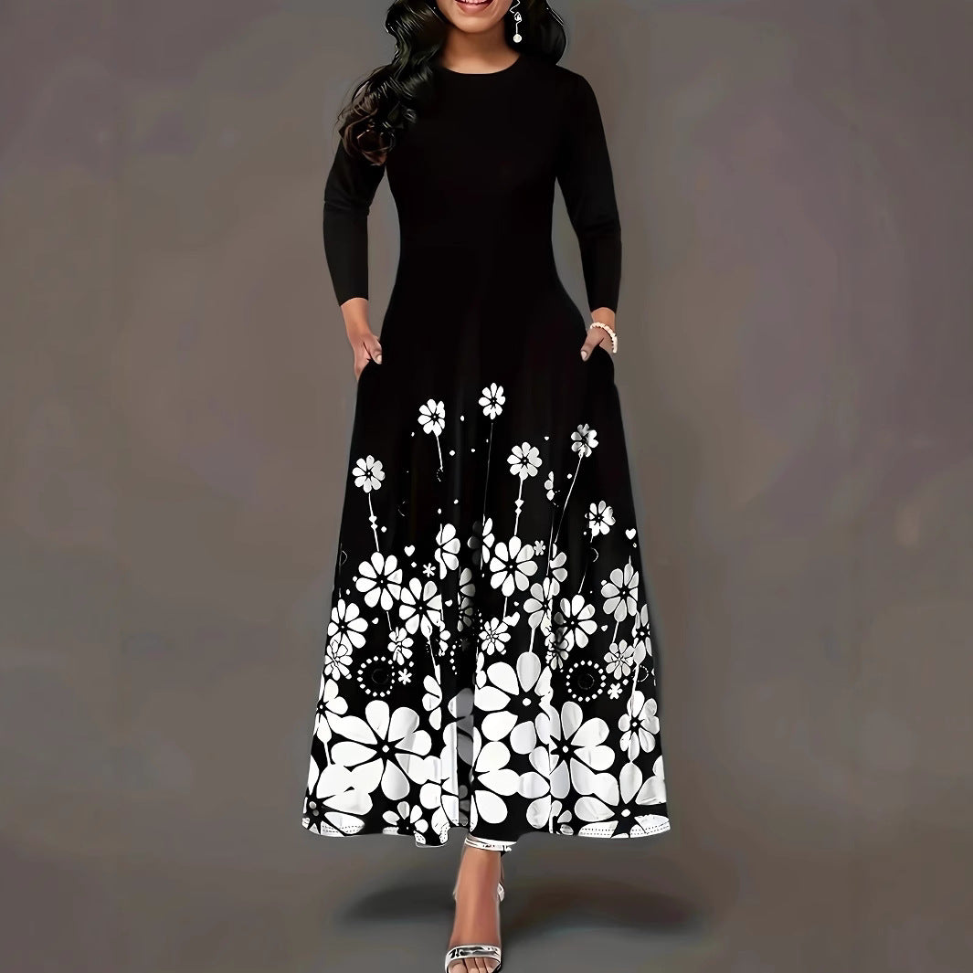 Maxi dress women with floral design and practical pockets Lune London