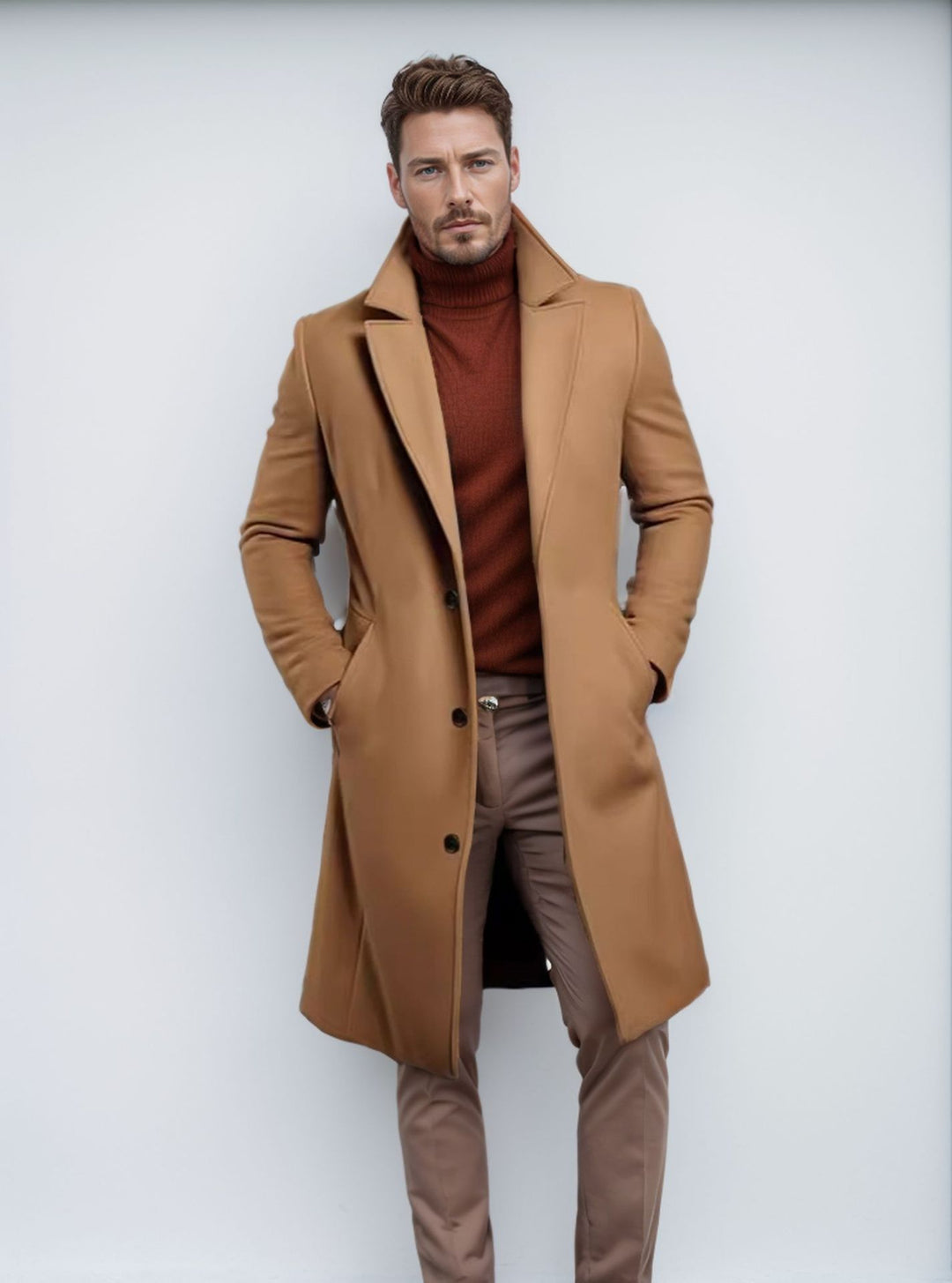 Elegant wool coat for men with classic lapels and practical pockets Lune London
