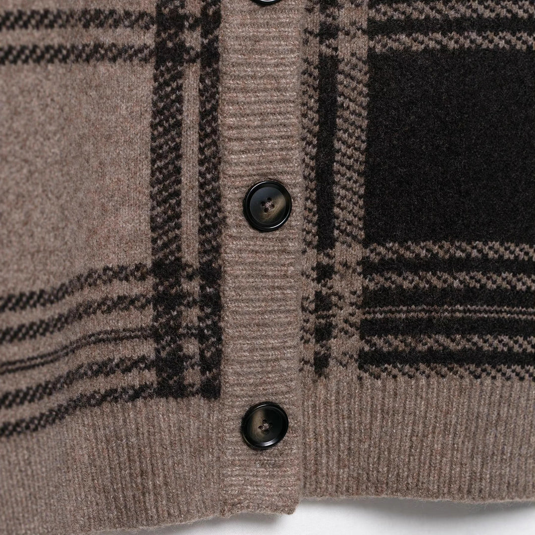 Plaid Knit Jacket for Women with Button Details Lune London