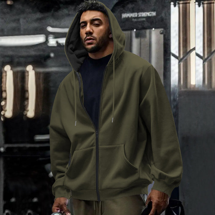 Hooded jacket for men with high-quality zipper and practical kangaroo pocket Lune London