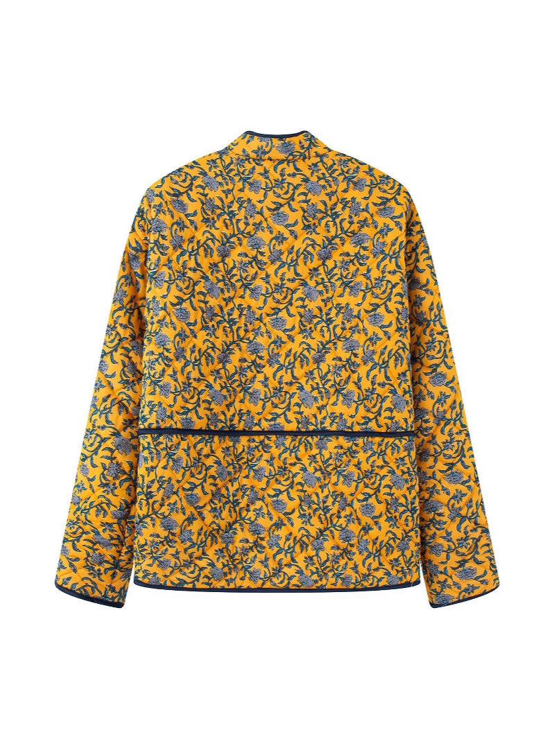 Flower quilted jacket for women with practical pockets Lune London