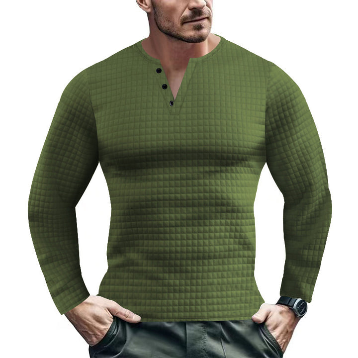 Long sleeve shirt for men with structured embossed look and button placket Lune London
