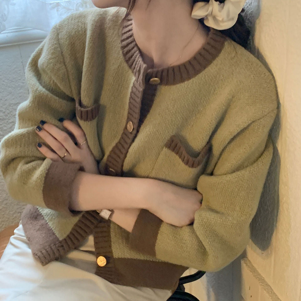 Ladies fashionable knit jacket with contrasting details Lune London