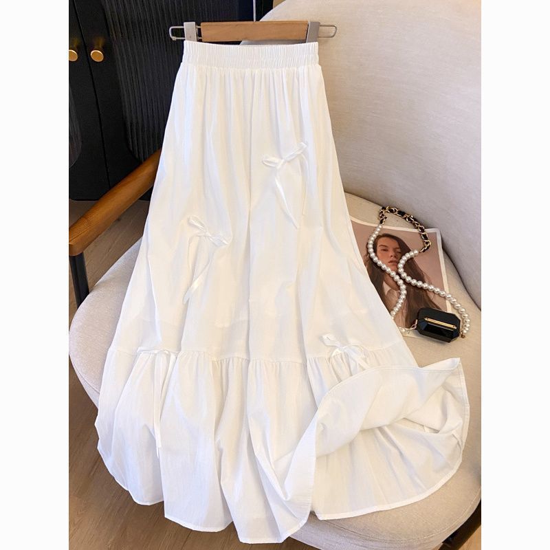Jupe maxi évasée pour femmes avec nœuds décoratifs