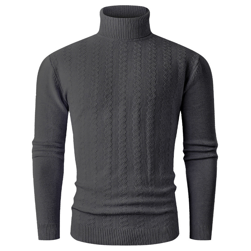 Pullover à col roulé pour hommes avec motif texturé et col montant Lune London