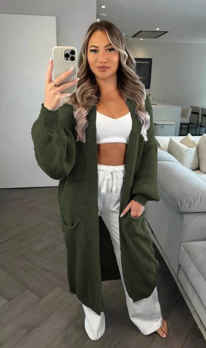 Chunky knit cardigan for women with a relaxed oversized style with practical pockets Lune Londonl