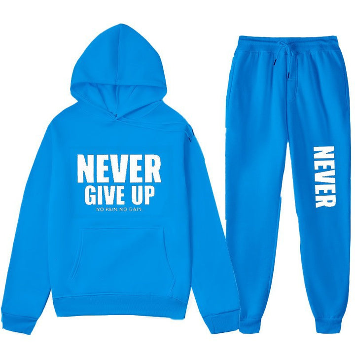 Women's training pullover and jogging pants in motif set with motivating print Chic & Stil