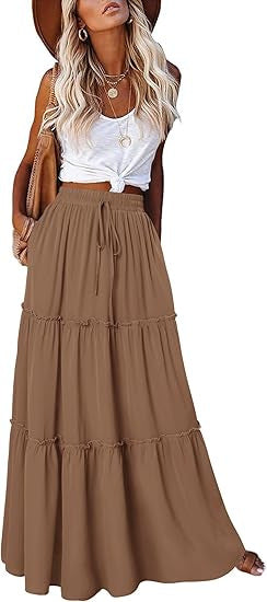 Jupe maxi aérienne pour femmes avec détails de volants Chic & Stil