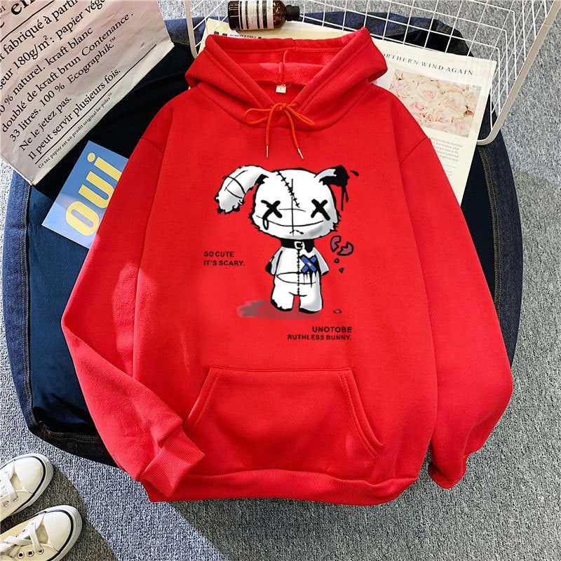 Ladies hooded sweatshirt with unique cartoon design and cozy inner lining Chic & Stil