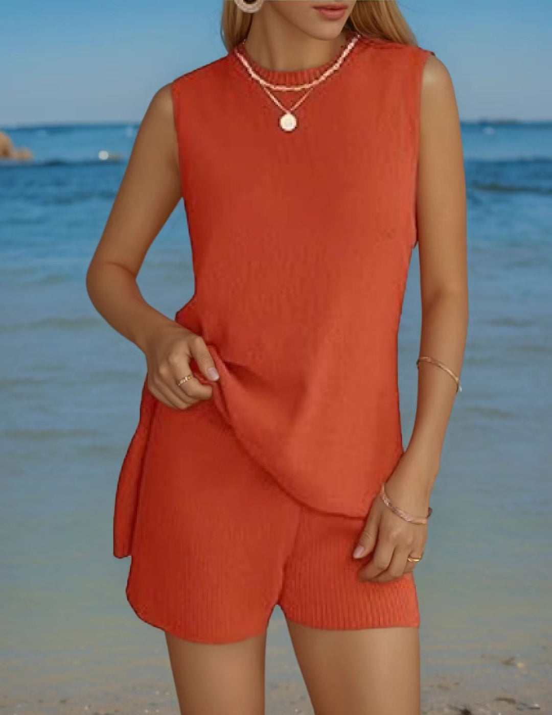 Casual beach dress for women with a subtle textured pattern Lune London