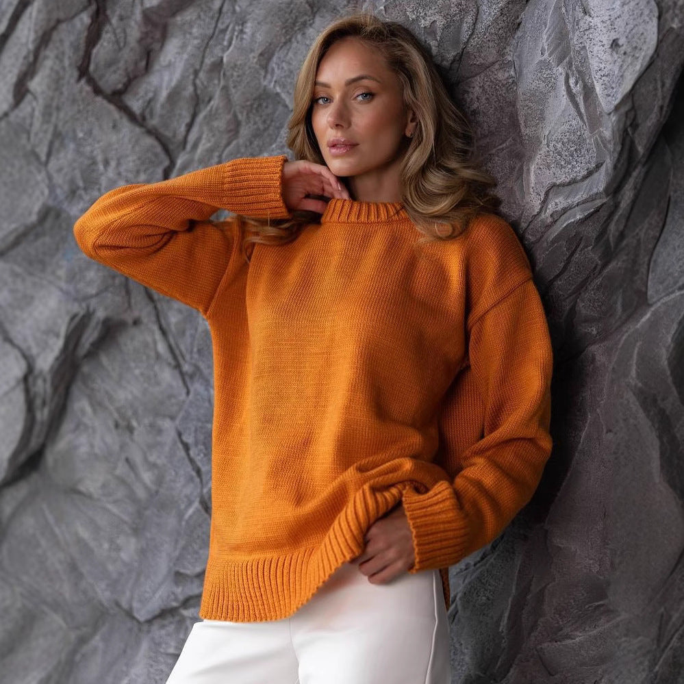 Women thick knit sweater with loose fit and ribbed cuffs Lune London