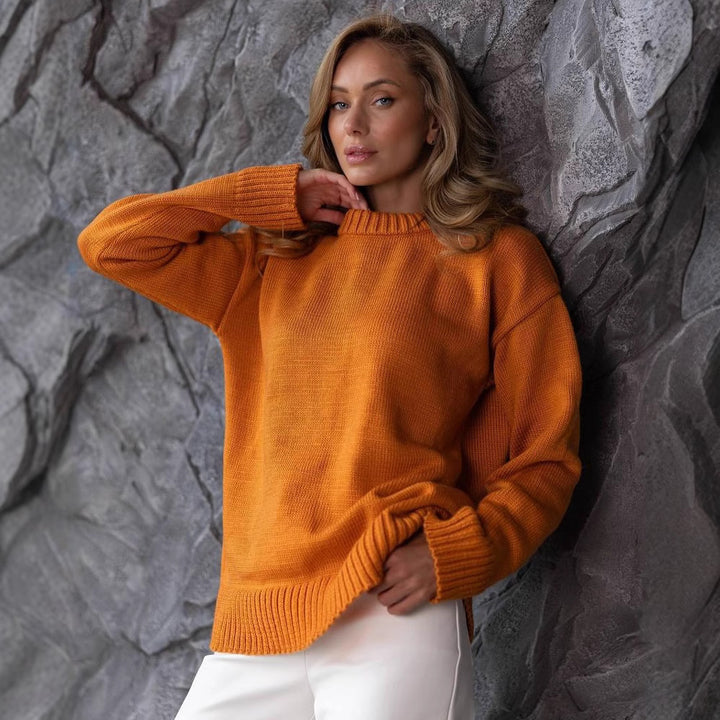 Women thick knit sweater with loose fit and ribbed cuffs Lune London