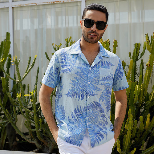 Short sleeve shirt for men with tropical leaf design Lune London