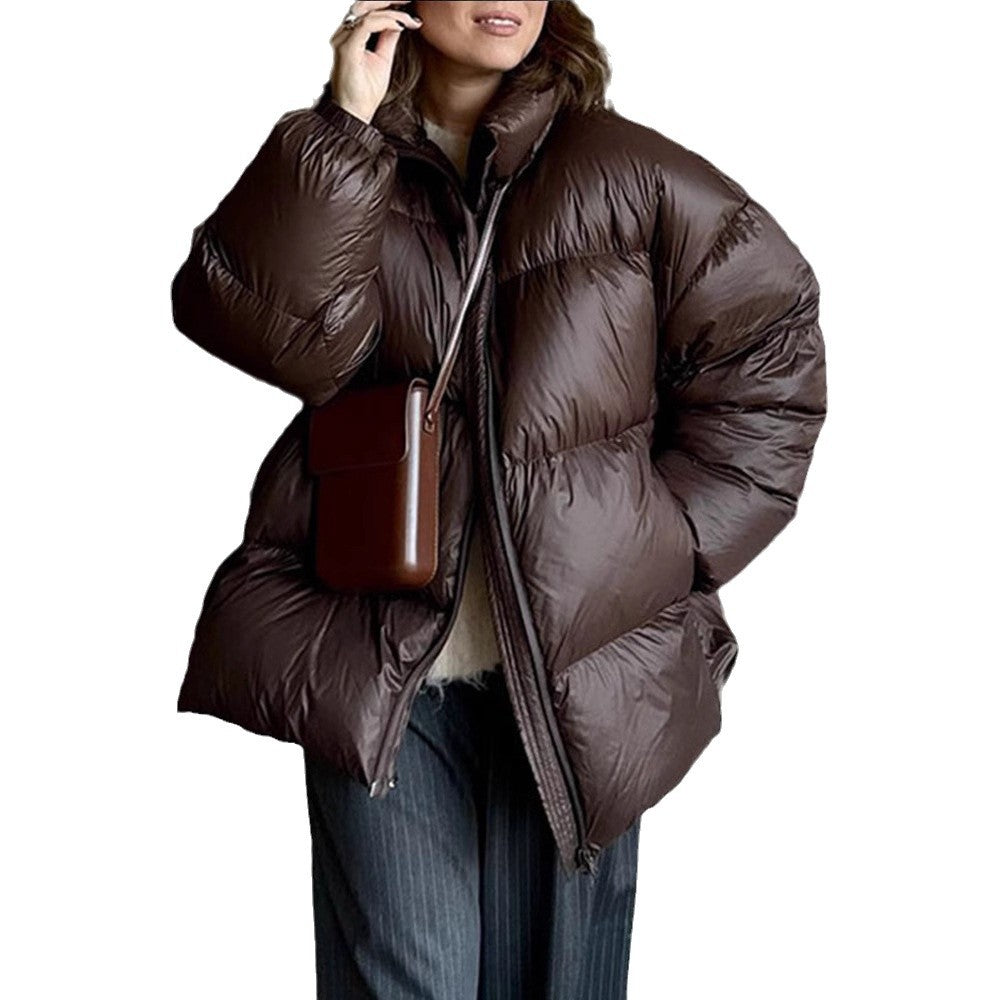 Oversized women's down jacket with high collar and pockets Lune London