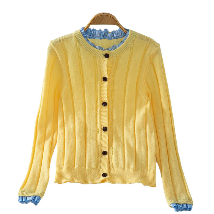 Women Lightweight knitted vest with pretty ruffled details Lune London
