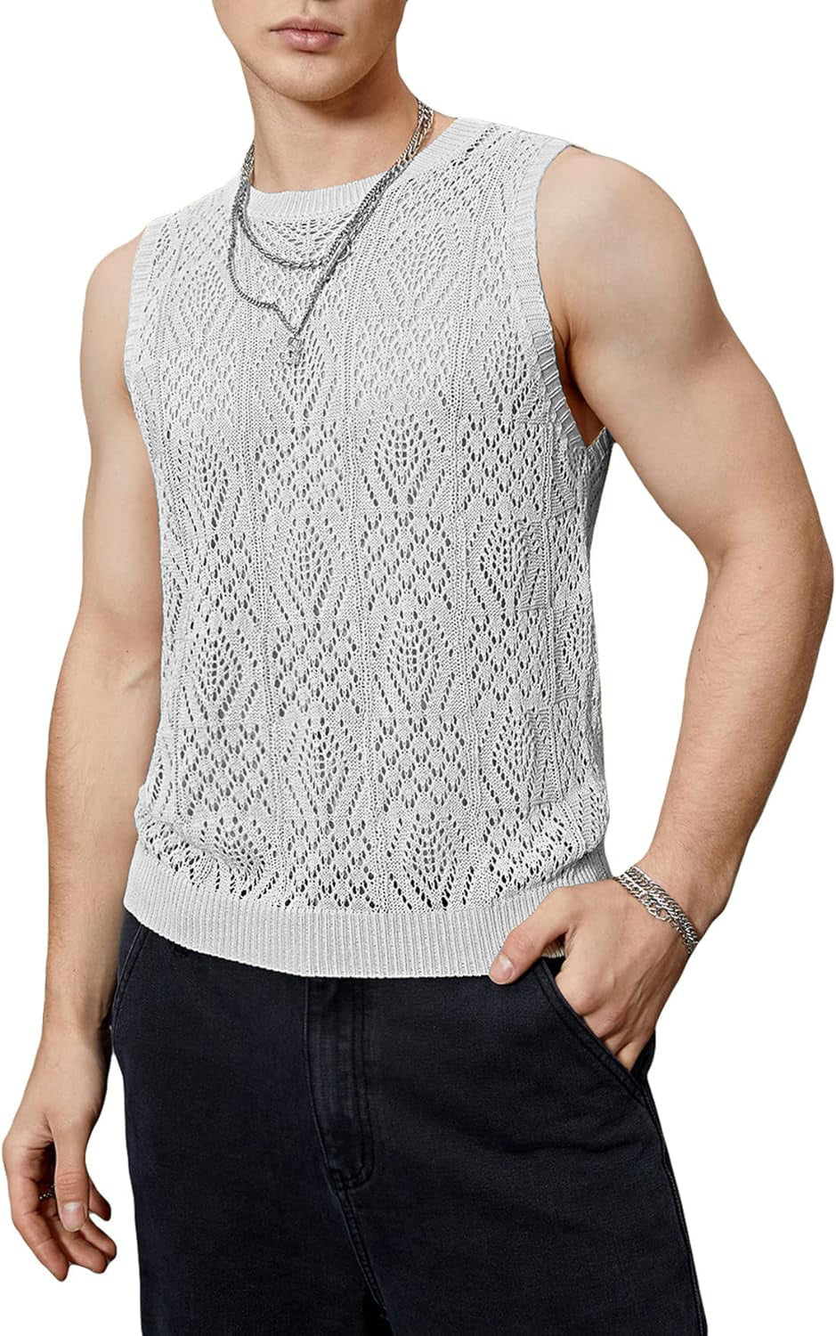 Men's knit top with refined perforated pattern Lune London