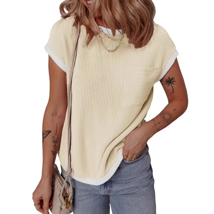 Boxy textured T-shirt for women with pocket Lune London