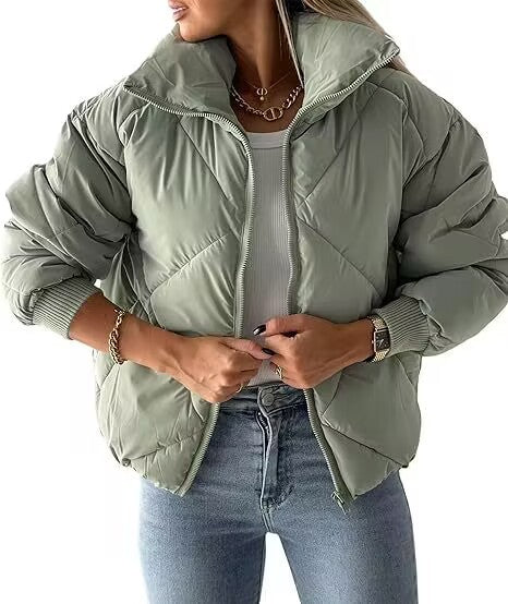 Ladies thermal insulated quilted jacket with high collar and elastic cuffs Lune London