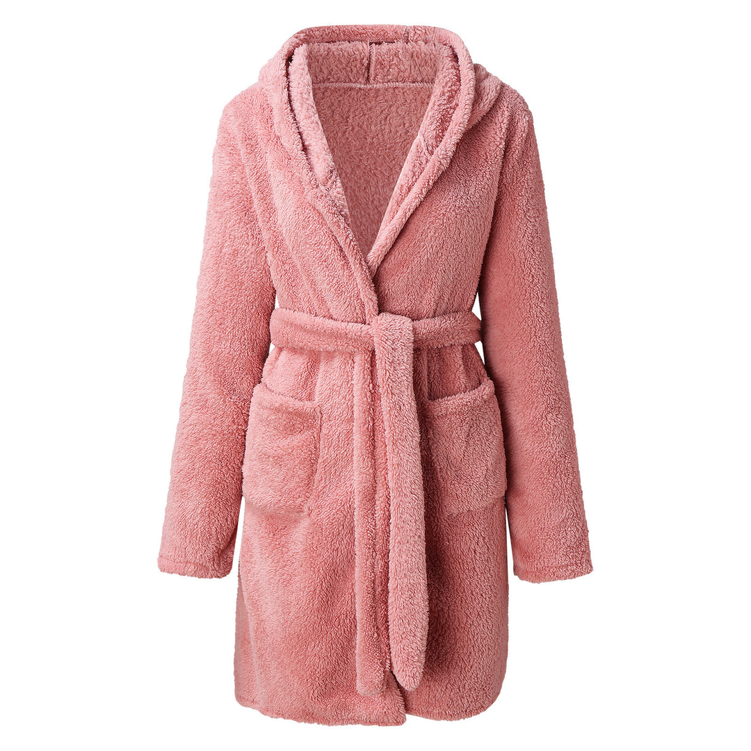 Ladies Cozy Robe with Hood and Practical Pockets Lune London