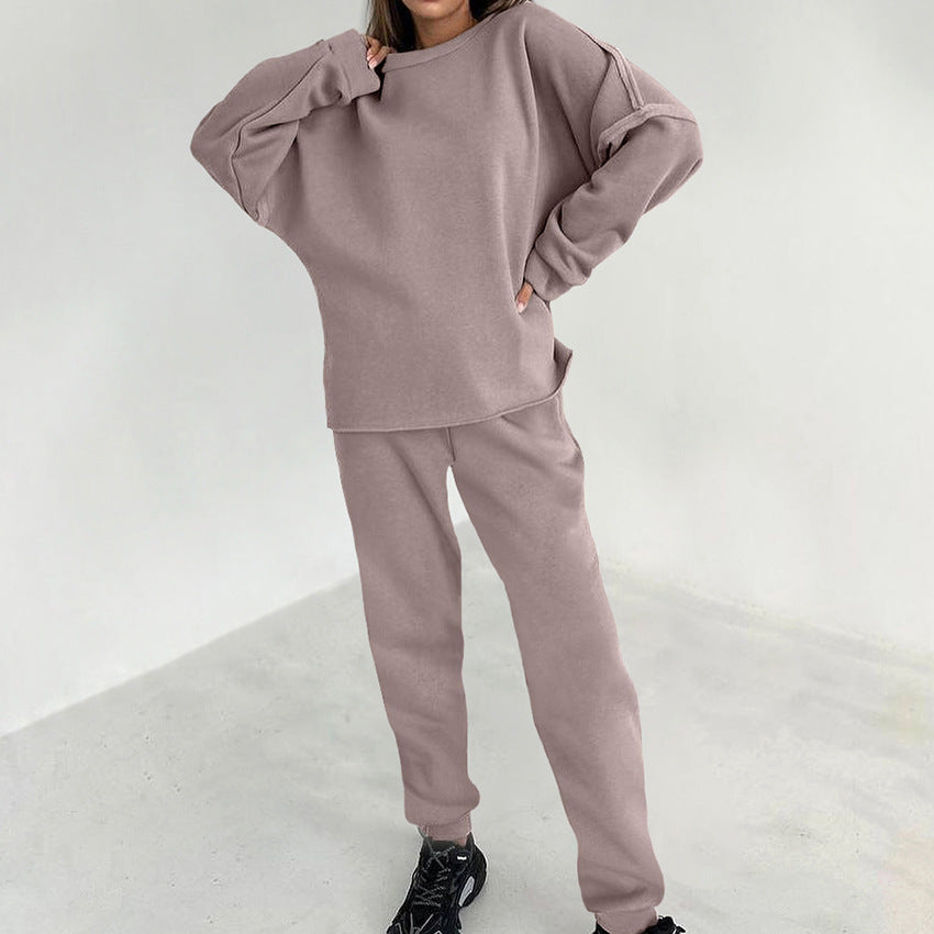 Ladies Casual Chic Fleece Loungewear Set