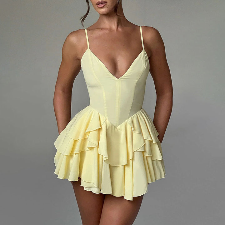 Flirty gathered skater dress for women Lune London