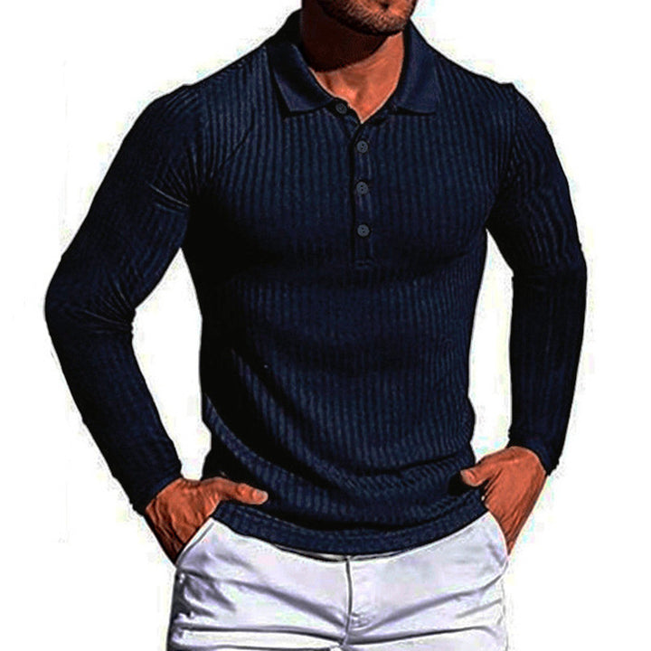 Lune London textured long-sleeve polo shirt for men