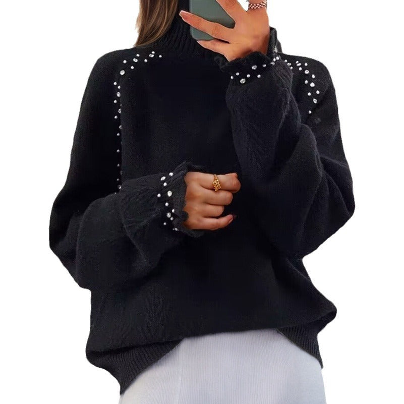 Sweater for women with elegant turtleneck and sparkling details Lune London