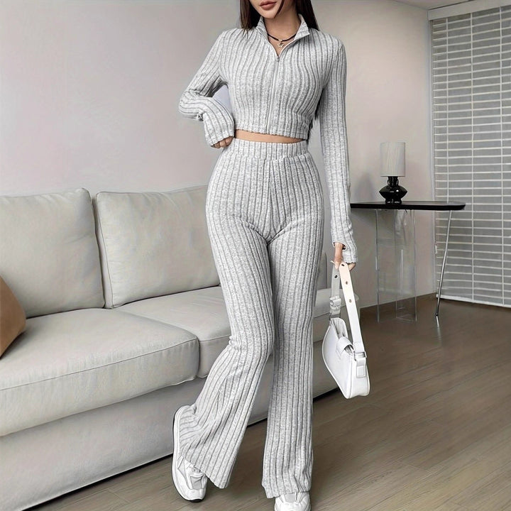 Ensemble de tricot décontracté pour femmes avec fermeture éclair Chic & Stil