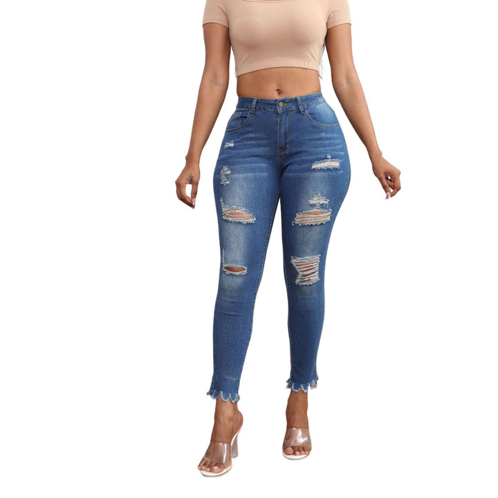 Skinny jeans for women with frayed edges and trendy rips Lune London