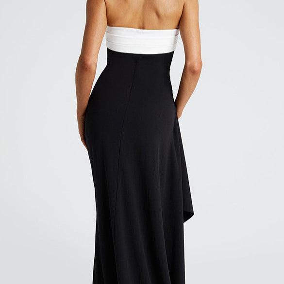 Ladies Elegant Evening Dress with Deep Slit and Strapless Design Lune London