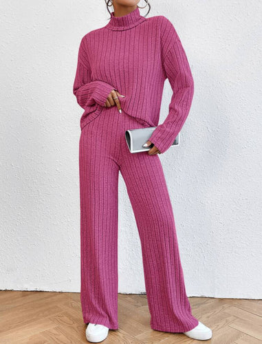 Ladies' set in fine soft knit with turtleneck Lune London