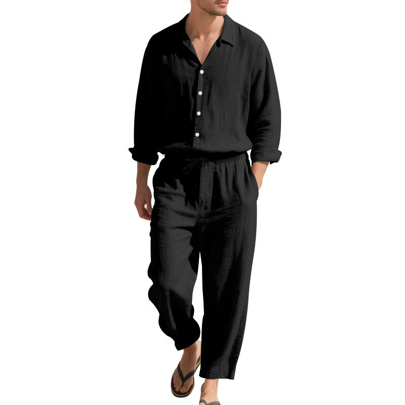 Men's Casual Linen Suit with Elastic Waistband and Comfort Fit Lune London