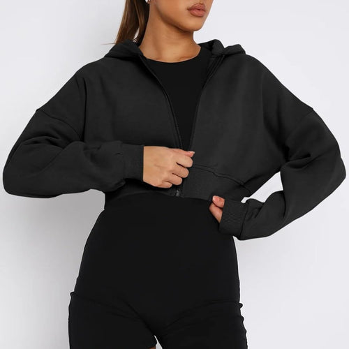 Ladies trendy cropped hoodie Lune London