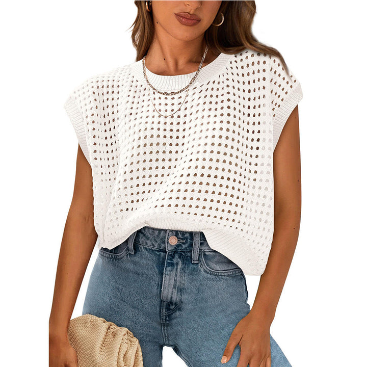 Women's Casual Knit Top with Modern Lace Pattern Lune London