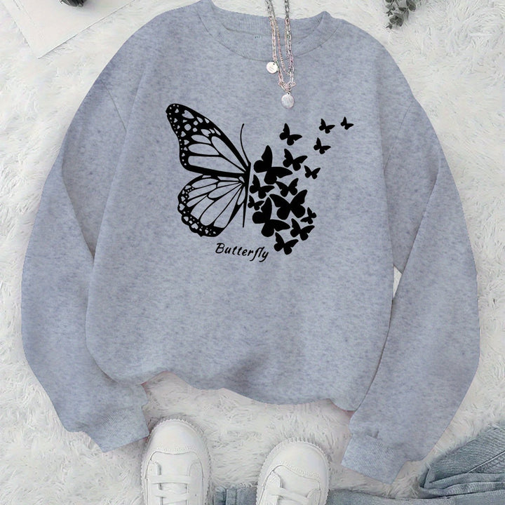 Sweatshirt femme avec motif papillon créatif et coupe décontractée Chic & Stil