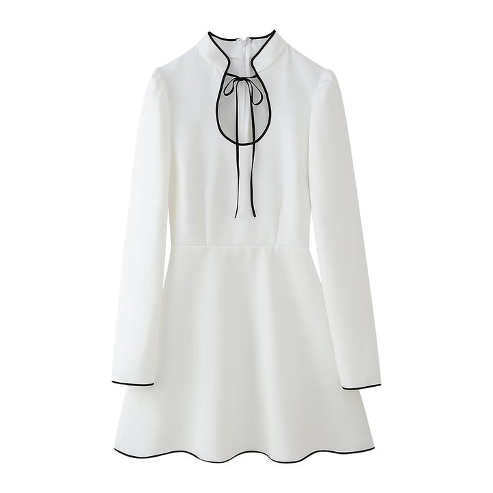 Elegant shirt dress for women with ruffled collar and tied accent Lune London