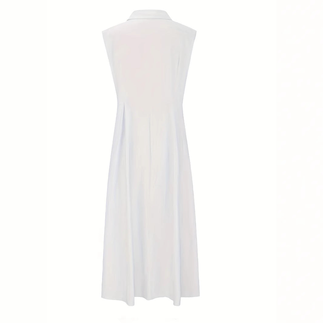Summer maxi dress for ladies with button placket and sleeveless design Lune London