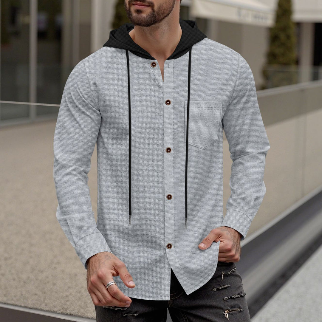 Trendy hooded shirt for men with button placket and practical breast pocket Lune London