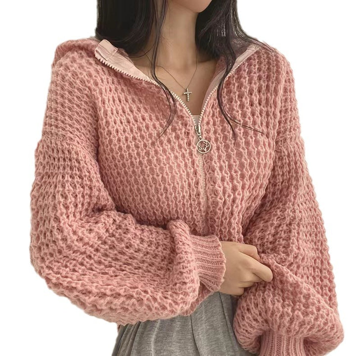 Cardigan femme avec fermeture éclair décontractée et manches volumineuses Chic & Stil