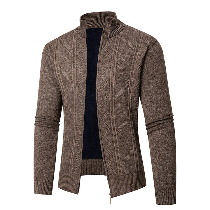 Men's knit jacket with elegant patterns and a modern high collar Lune London